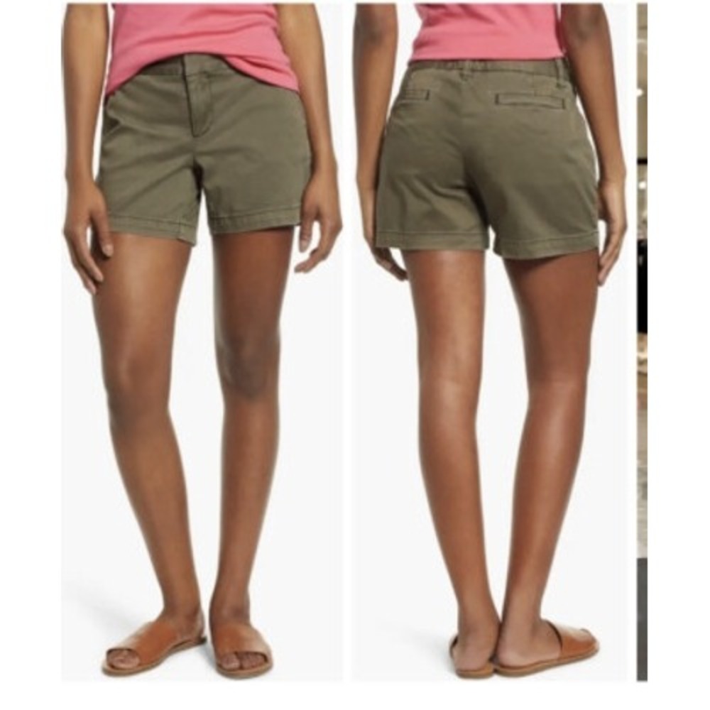 Caslon Womens Olive Green Chino Shorts Size 6 Mid Rise Twill Utility Casual